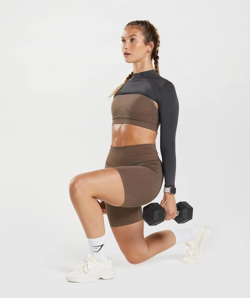 Women's Gymshark Apex Seamless Shrug Sweatshirts Black | CA N38756